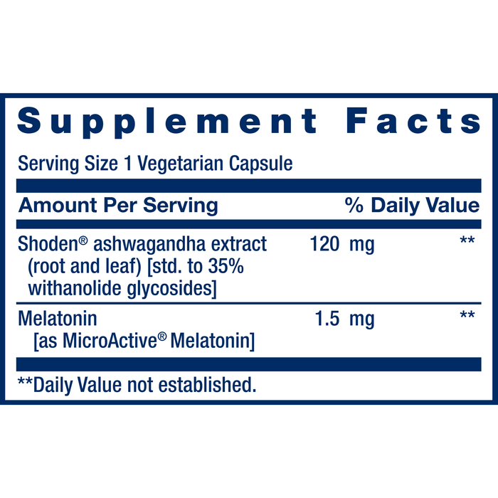 Life Extension, Rest & Renew 30 Capsules Supplement Facts Label