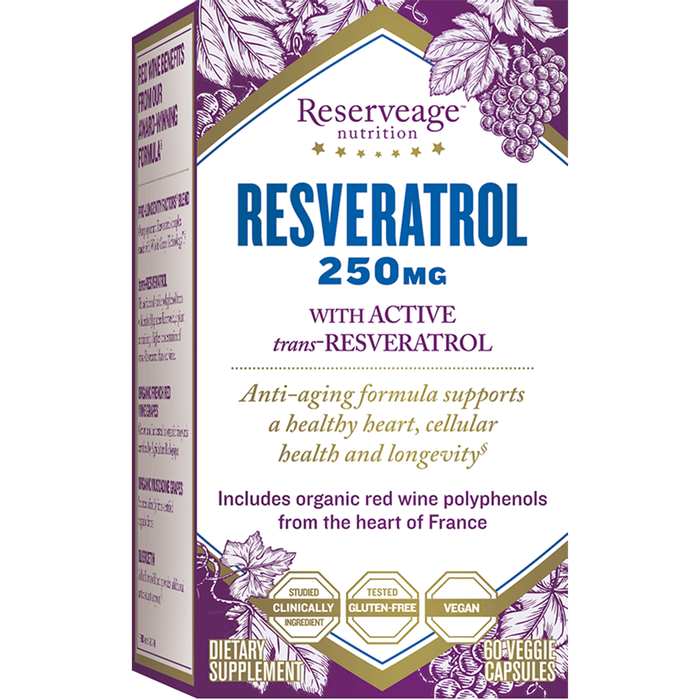 Reserveage, Resveratrol 250 mg 60 veggie capsules