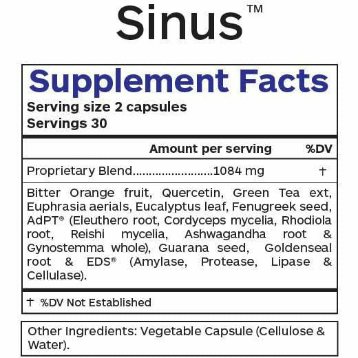 Sinus 60 caps by Professional Botanicals Supplement Facts Label