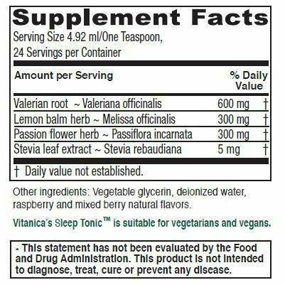 Sleep Tonic 4 fl oz by Vitanica Supplement Facts Label