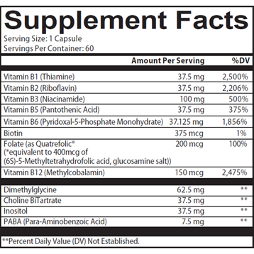 Nutritional Frontiers, Super B Complete 60 Vegetarian Capsules Supplement Facts Label