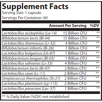 Nutritional Frontiers, Super Biotics 60 Vegetarian Capsules Supplement Facts Label