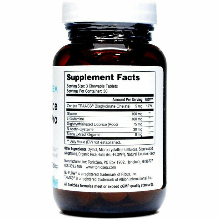 Licorice DGL Pro 90 Tablets By TonicSea Supplement Facts Label