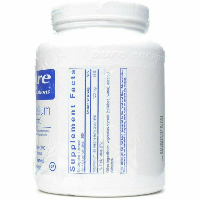 Pure Encapsulations, Magnesium (glycinate) 120 mg 360 capsules Supplement Facts