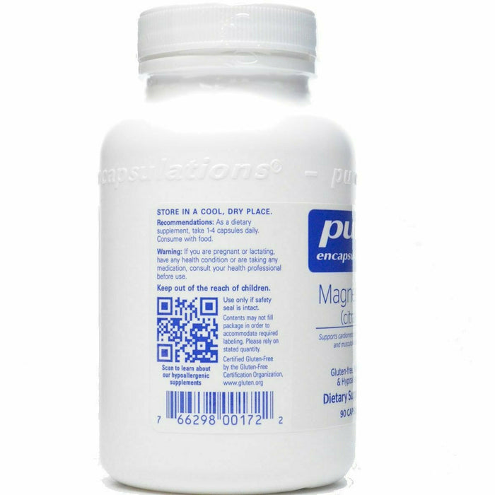 Pure Encapsulations, Magnesium (citrate) 150 mg 90 capsules Recommendations/Warning Label