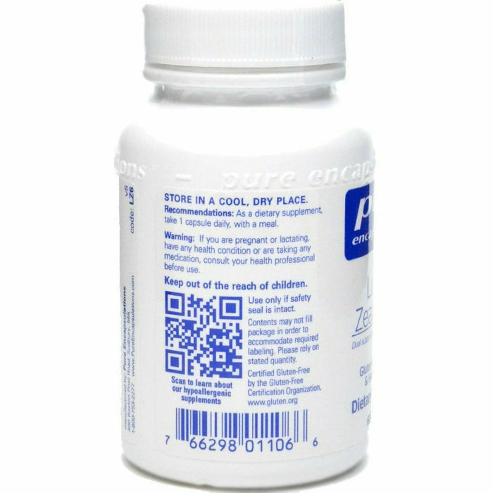 Pure Encapsulations, Lutein/Zeaxanthin 60 capsules Recommendations/Warning Label