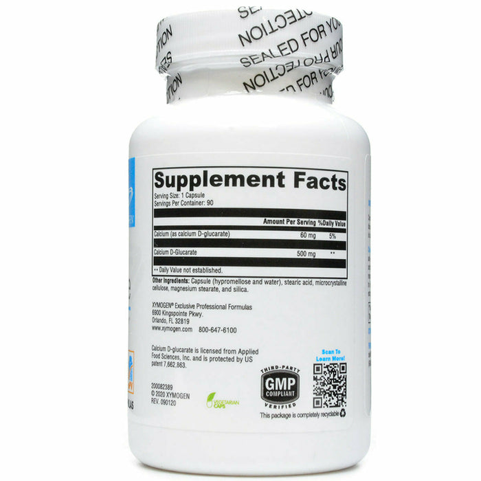 Calcium D-Glucarate 90 Capsules by Xymogen Supplement Facts Label