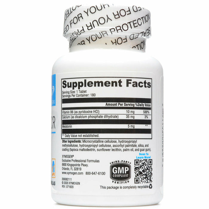Melatonin CR 180 tablets by Xymogen Supplement Facts Label