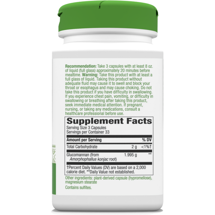 Glucomannan 100 caps 665 mg by Nature's Way Supplement Facts Label
