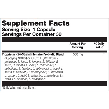 MicroBiotic Intensive 30 caps by BioGenesis Supplement Facts Label