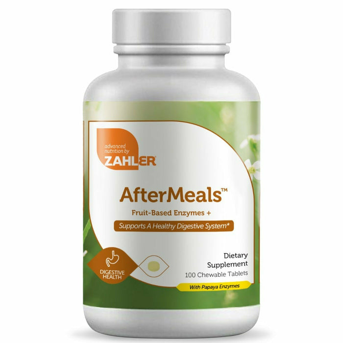 Advanced Nutrition by Zahler AfterMeals, 100 chewable tablets, front of bottle