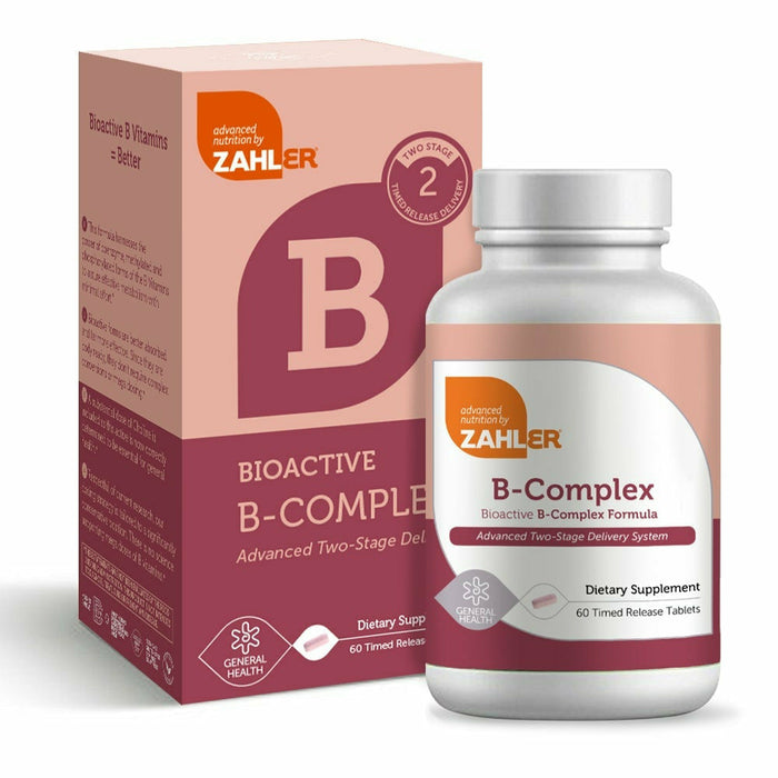 Advanced Nutrition by Zahler B-Complex Timed Release, 60 tablets, front of bottle with box