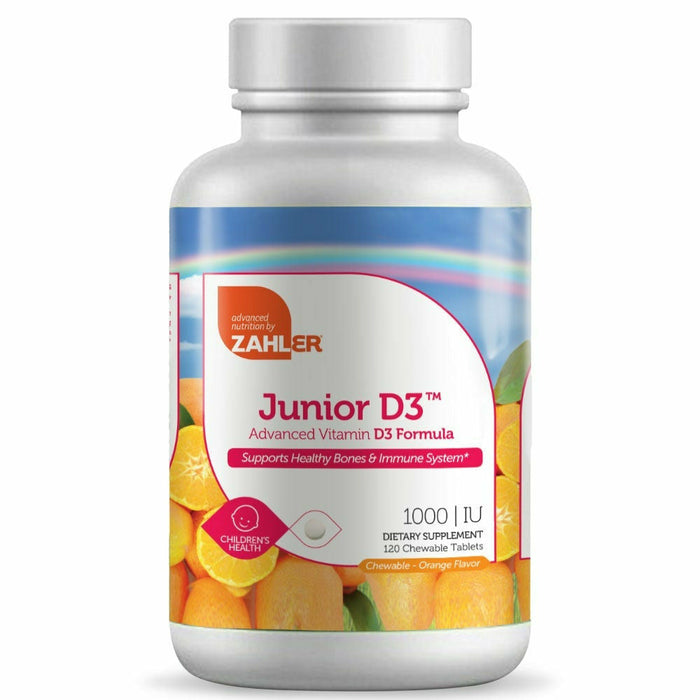 Advanced Nutrition by Zahler Junior D3 1000 IU, 120 chewable tablets, front of bottle