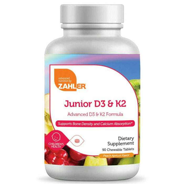 Advanced Nutrition by Zahler Junior D3 and K2, 90 chewable tablets, front of bottle