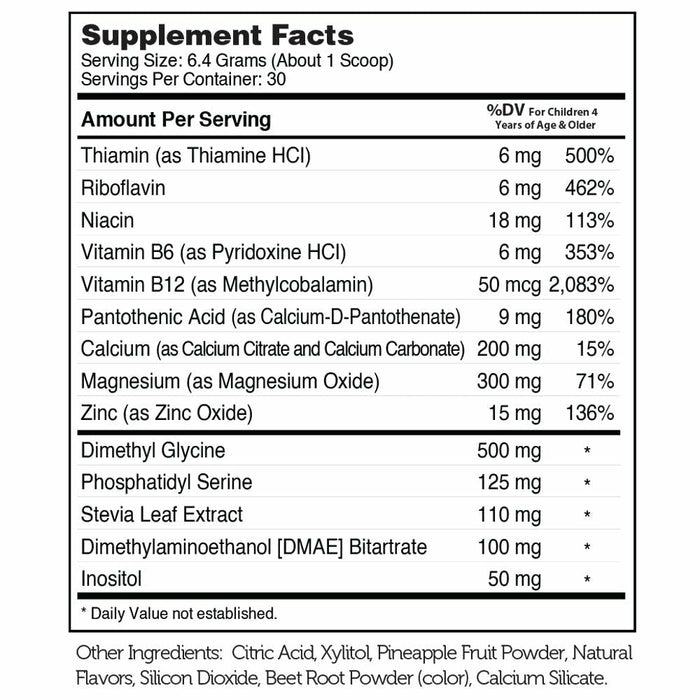 Advanced Nutrition by Zahler KidsActive Powder 30 servings supplement facts label