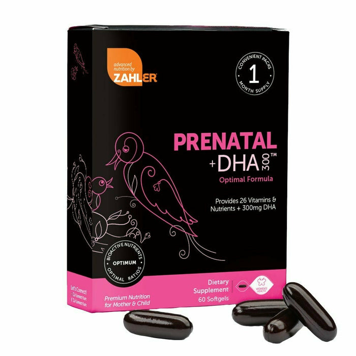 Advanced Nutrition by Zahler Prenatal + DHA 300, 60 softgels, front of box