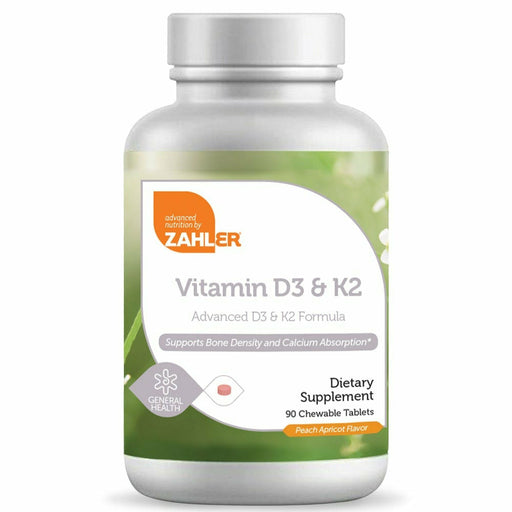 Advanced Nutrition by Zahler Vitamin D3 and K2, 90 chewable tablets, front of bottle