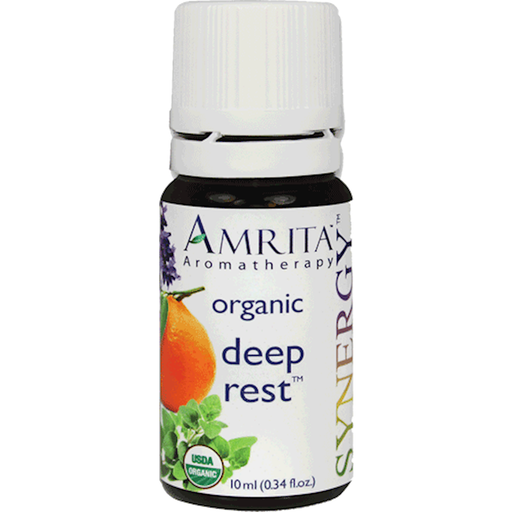 Amrita Aromatherapy Deep Rest Essential Oil Blend, Organic, 10 ml, front of bottle