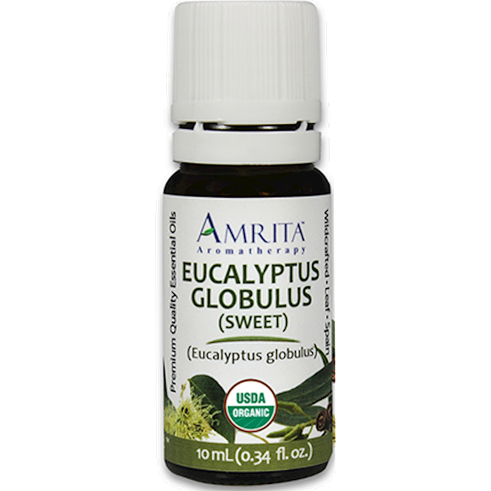 Amrita Aromatherapy Eucalyptus Essential Oil, 10 ml, front of bottle