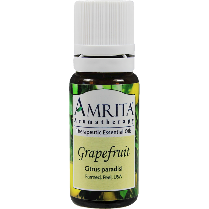 Amrita Aromatherapy Grapefruit Essential Oil, 10 ml, front of bottle