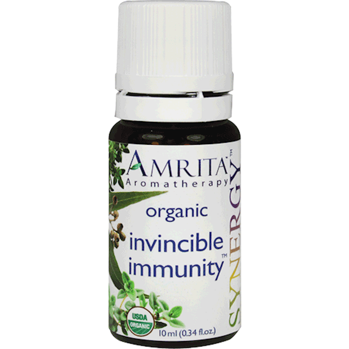 Amrita Aromatherapy Invincible Immunity Essential Oil Blend, Organic, 10 ml, front of bottle