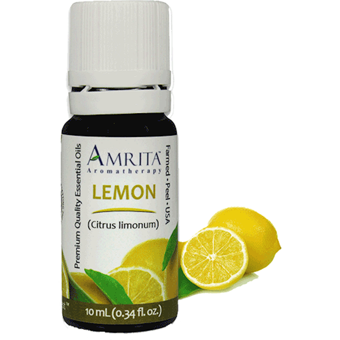 Amrita Aromatherapy Lemon Essential Oil, 10 ml, front of bottle