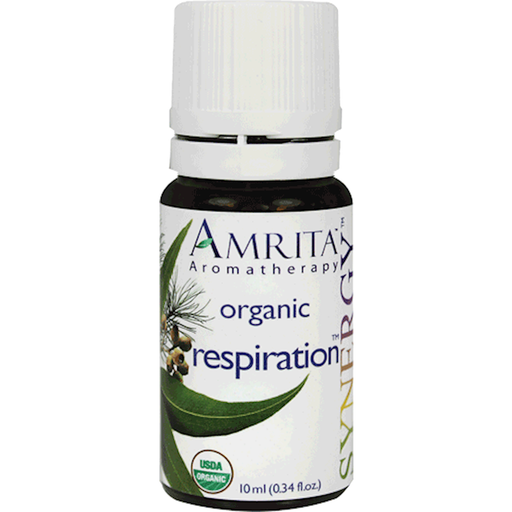 Amrita Aromatherapy Respiration Essential Oil Blend, Organic, 10 ml, front of bottle
