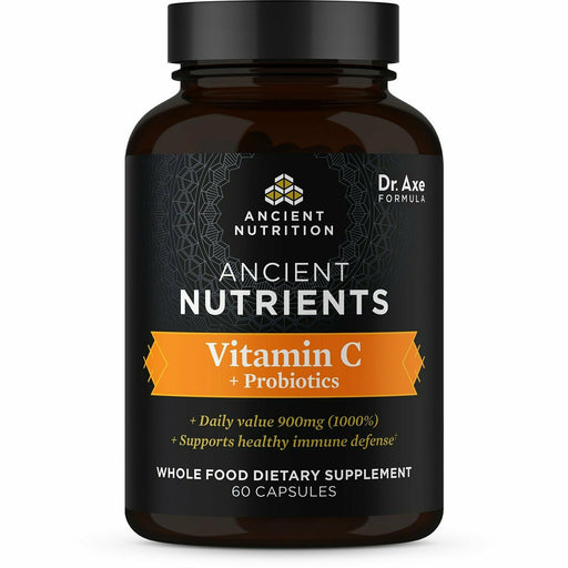 Ancient Nutrition Ancient Nutrients - Vitamin C + Probiotics, 60 capsules, front of bottle