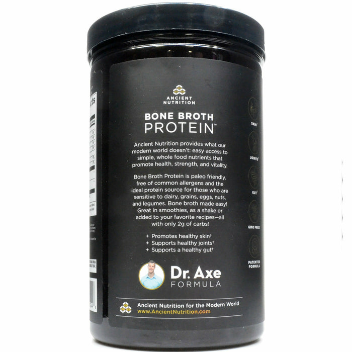 Bone Broth Protein Beef Salted Caramel 20 servings by Ancient Nutrition, product label