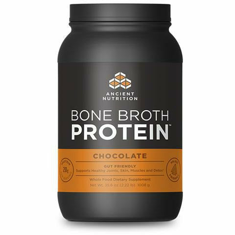 Ancient Nutrition Bone Broth Protein Chocolate, 40 servings, front of jar
