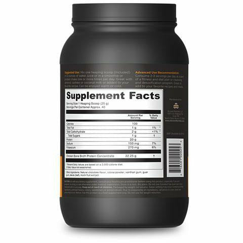Ancient Nutrition Bone Broth Protein Chocolate 40 servings supplement facts label