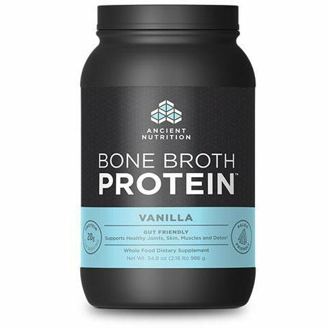 Ancient Nutrition Bone Broth Protein Vanilla, 40 servings, front of jar