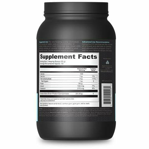 Ancient Nutrition Bone Broth Protein Vanilla 40 servings supplement facts label