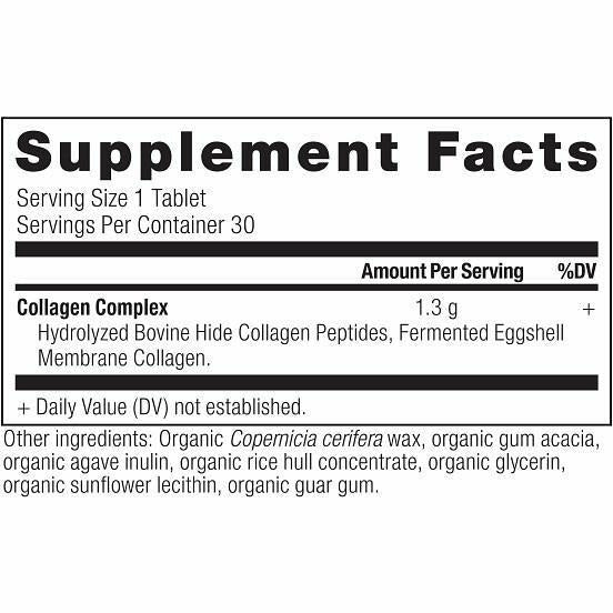 Ancient Nutrition Collagen Peptides 30 tablets supplement facts label 2