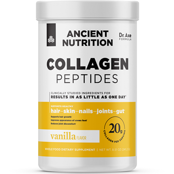Ancient Nutrition Collagen Peptides Powder Vanilla, 8.51 oz, front of jar