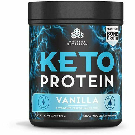 Ancient Nutrition Keto Protein Vanilla, 17 servings, front of jar