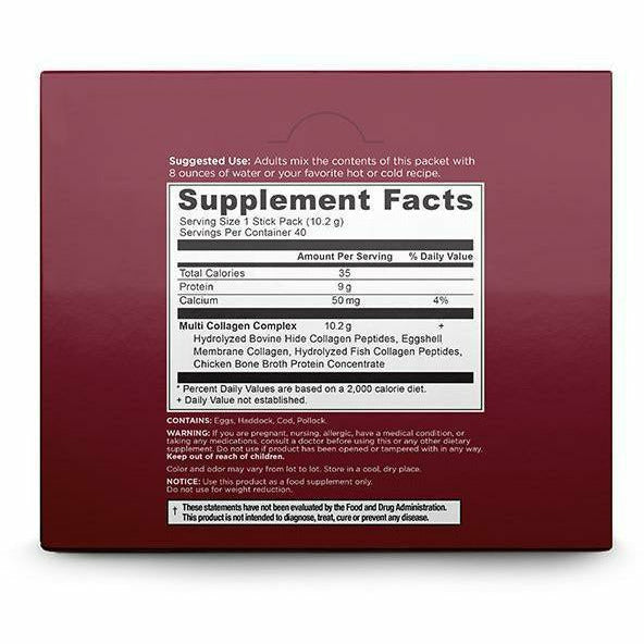 Multi Collagen Protein 40 packets by Ancient Nutrition, back label