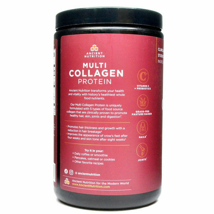 Multi Collagen Protein Beauty Within 522 g by Ancient Nutrition, product label