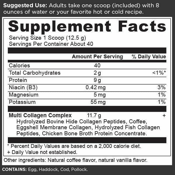 Multi Collagen Protein Cold Brew 40 servings by Ancient Nutrition, Supplement Facts label