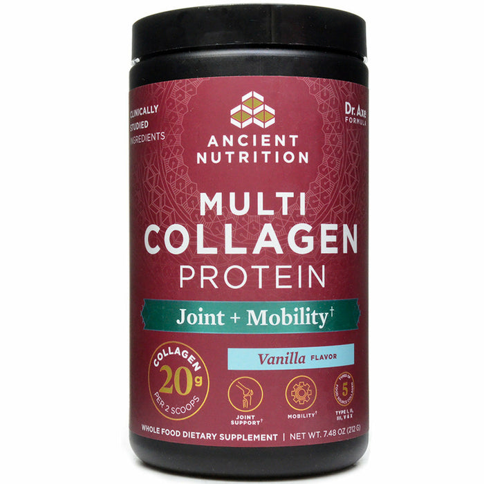 Ancient Nutrition Multi Collagen Protein Joint & Mobility Vanilla, 20 servings, front of jar