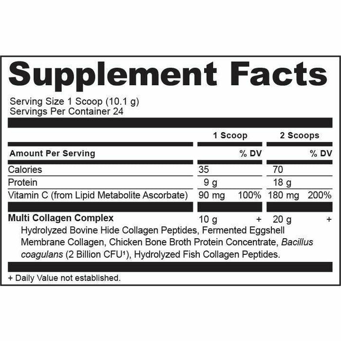 Ancient Nutrition Multi Collagen Protein Powder 8.6 oz supplement facts label 2