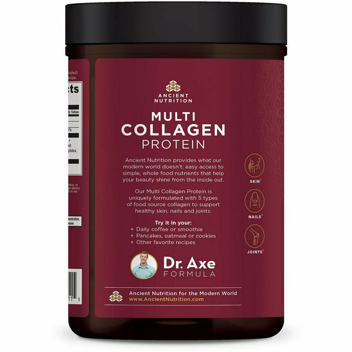 Ancient Nutrition Multi Collagen Protein Powder Chocolate 16 oz label information panel