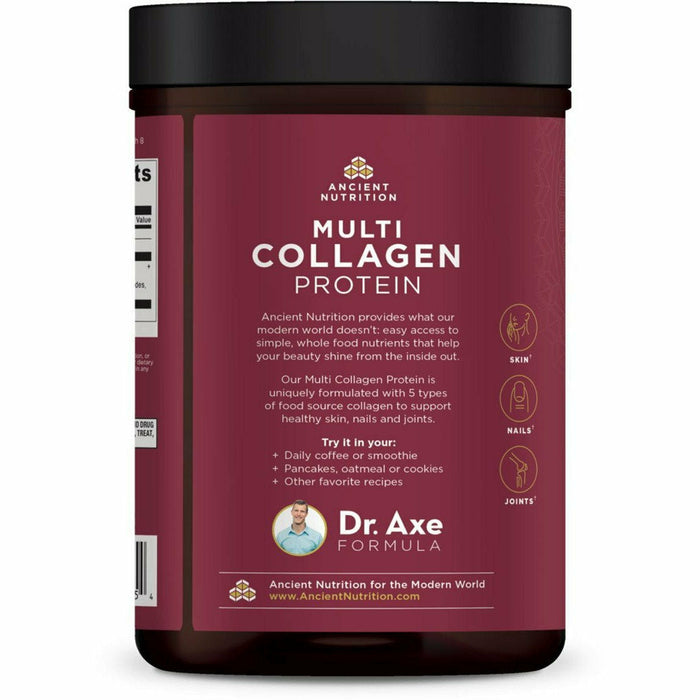 Ancient Nutrition Multi Collagen Protein Powder Vanilla 16 oz label information panel