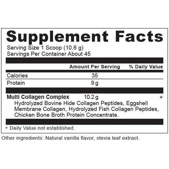 Ancient Nutrition Multi Collagen Protein Powder Vanilla 16 oz supplement facts label