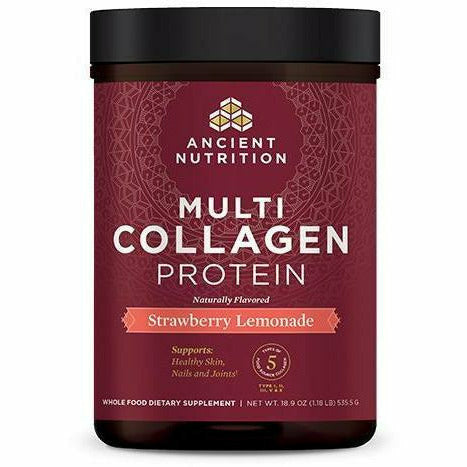 Ancient Nutrition Multi Collagen Protein Strawberry Lemonade, 45 servings, front of jar