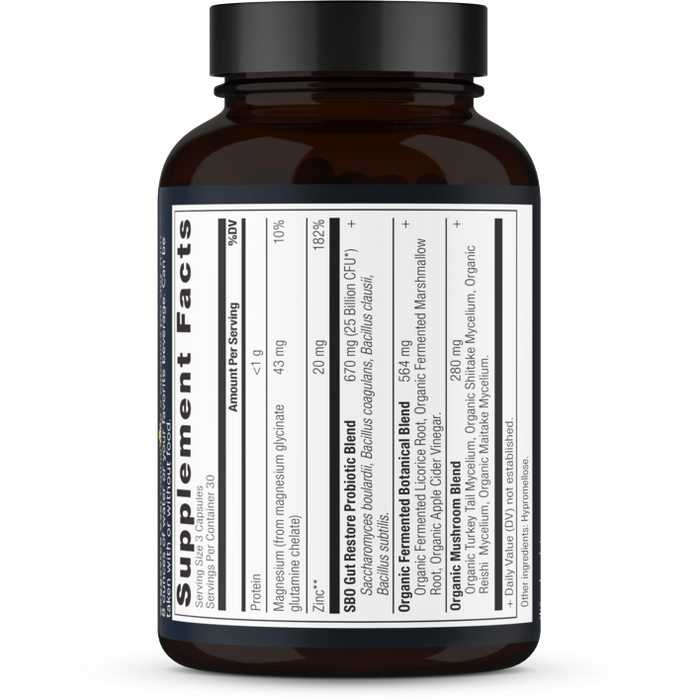 Ancient Nutrition SBO Probiotics Gut Restore 60 capsules supplement facts label
