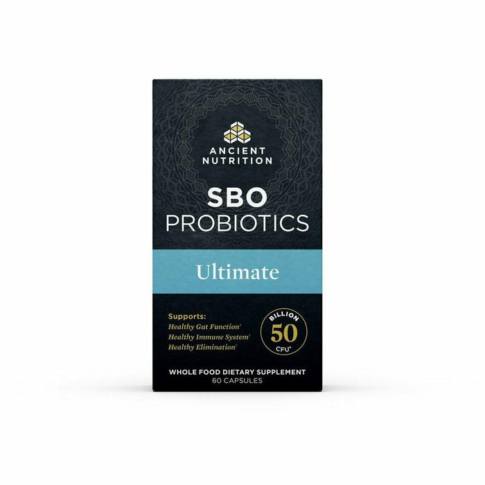 Ancient Nutrition SBO Probiotics Ultimate, 60 capsules, front of box