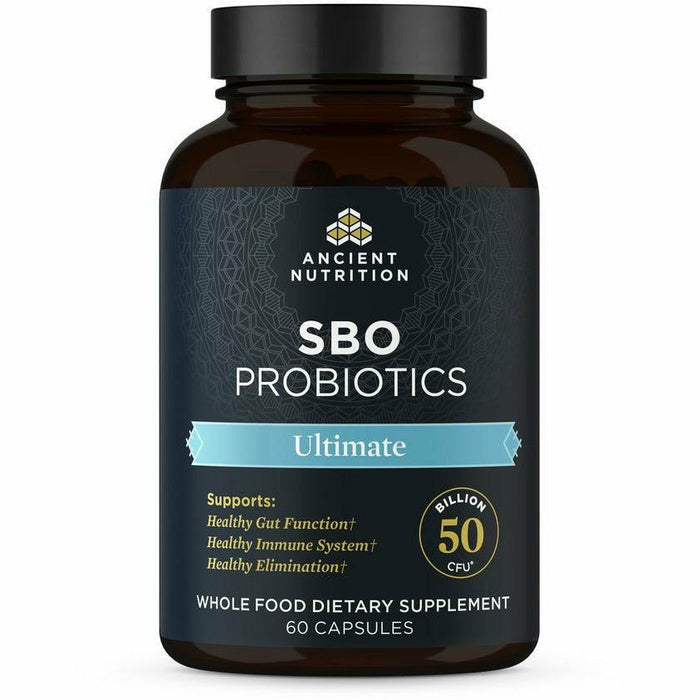 Ancient Nutrition SBO Probiotics Ultimate, 60 capsules, front of bottle