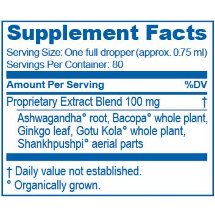Ayush Herbs Bacopa Plus Drops 2 fl oz supplement facts label