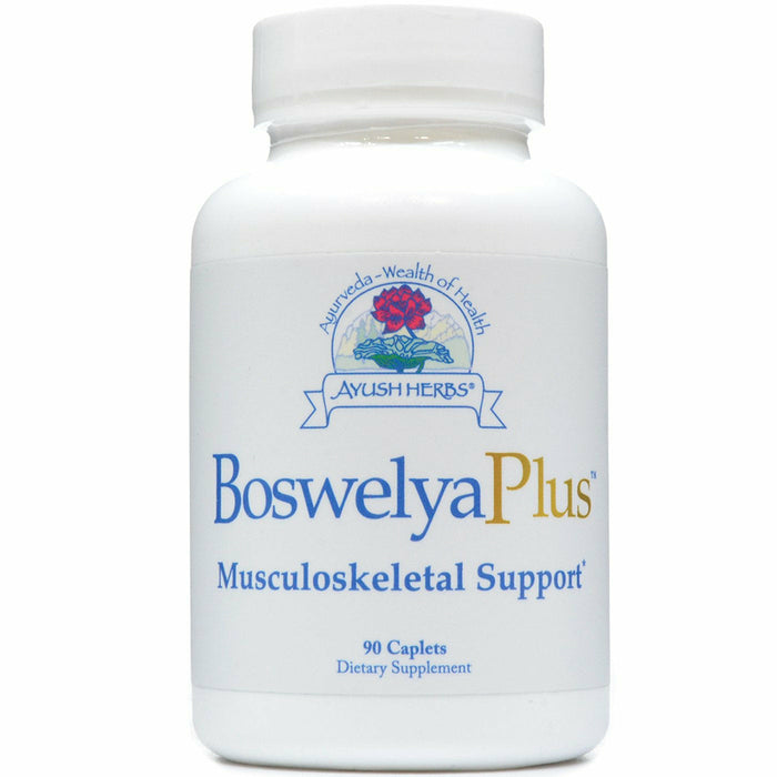 Ayush Herbs Boswelya Plus, 90 veg capsules, front of bottle, older label design